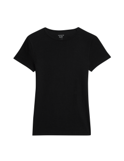 Žebrované tričko úzkého střihu s vysokým podílem bavlny