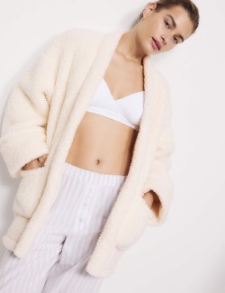 Zavinovací kardigan z umělé kožešiny s medvídkem