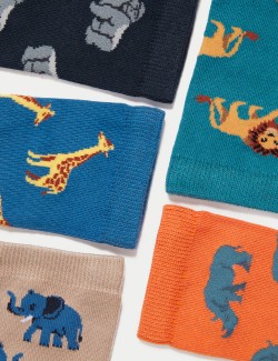 5 párů ponožek s vysokým podílem bavlny a se zvířecím motivem