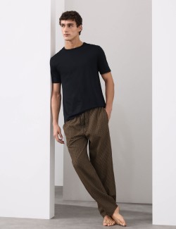 Pyžamové kalhoty s vysokým podílem bavlny a geometrickým potiskem