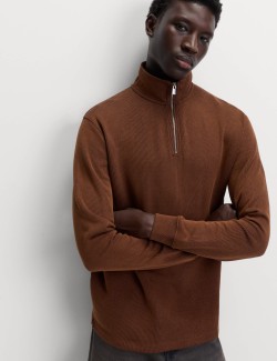 Cotton Rich Double Knit Half Zip Sweatshirt
