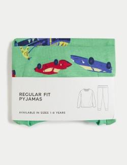 Pure Cotton Transport Print Pyjamas (1-8 Yrs)