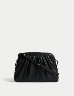 Faux Leather Ruched Cross Body Bag