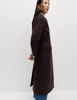 Waisted Double Breasted Longline Tailored Coat