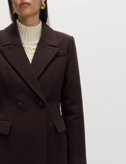 Waisted Double Breasted Longline Tailored Coat