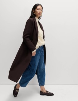 Waisted Double Breasted Longline Tailored Coat