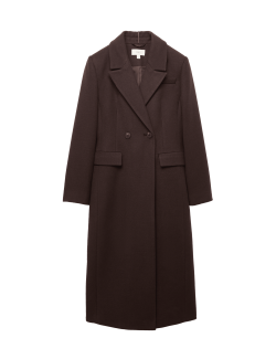 Waisted Double Breasted Longline Tailored Coat