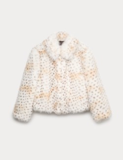 Snow Leopard Faux Fur Short Jacket