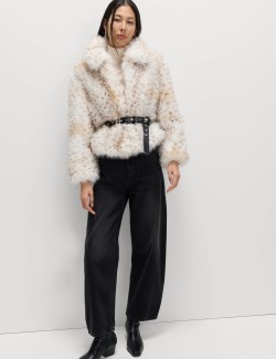 Snow Leopard Faux Fur Short Jacket