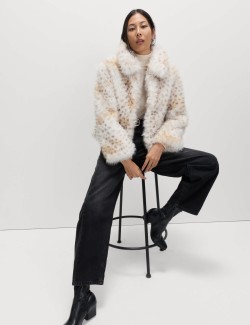 Snow Leopard Faux Fur Short Jacket