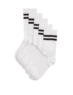 Proužkované sportovní ponožky s vysokým podílem bavlny, sada 5 párů (6 malé – 7 velké)