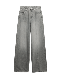 Džíny se širokými nohavicemi, středně vysokým pasem a švy vpředu