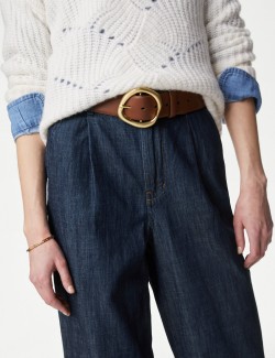 Džíny s vysokým pasem a širokými nohavicemi, z čisté bavlny