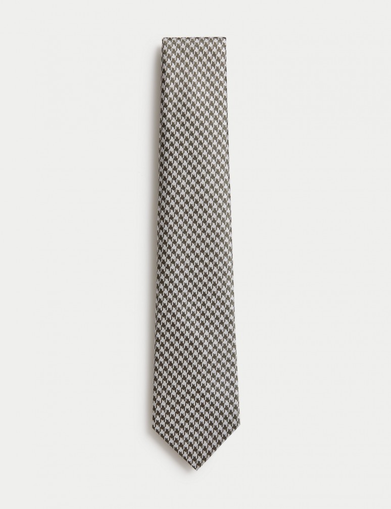 Kravata z čistého hedvábí s pepitovým vzorem