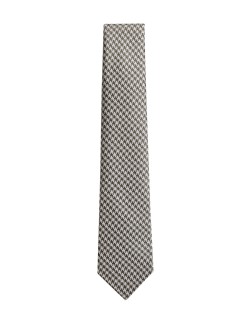 Kravata z čistého hedvábí s pepitovým vzorem
