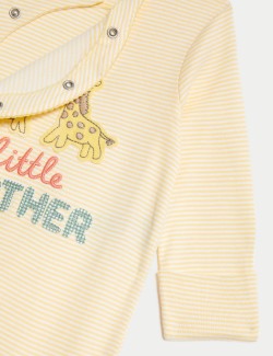 Pure Cotton Little Brother Slogan Sleepsuit (7lbs-9 Mths)