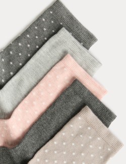 5pk Super Soft Polka Dot Ankle High Socks
