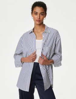 Pure Cotton Striped Collared Shirt