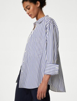 Pure Cotton Striped Collared Shirt