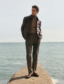 Italian Wool Flannel Puppytooth Trousers