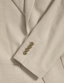 Tailored Fit Herringbone Stretch Blazer