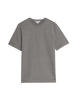 Pruhované tričko s texturou, z čisté bavlny