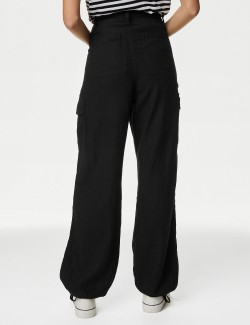 Kapsáčové kalhoty s rovnými nohavicemi a vysokým podílem lnu
