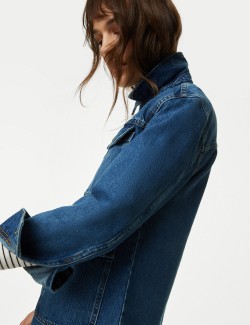 Pure Cotton Denim Relaxed Utility Jacket