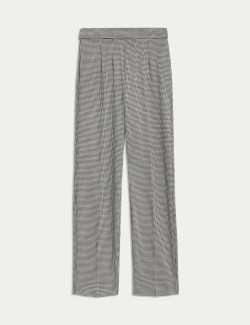 Jersey Checked Straight Leg Trousers