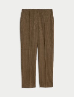 Jersey Twill Checked Straight Leg Trousers