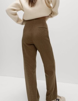 Jersey Twill Checked Straight Leg Trousers