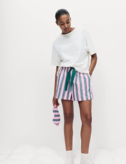 Krátká pruhovaná souprava z čisté bavlny a maskou na oči