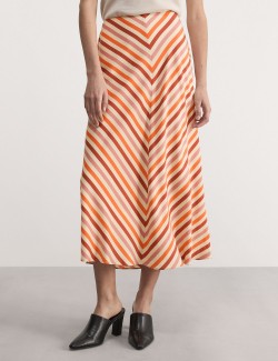 Áčková midi sukně se šikmými pruhy, z čistého materiálu Lyocell™