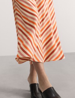 Áčková midi sukně se šikmými pruhy, z čistého materiálu Lyocell™