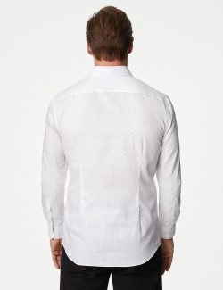 Košile úzkého střihu z čisté bavlny s nežehlivou úpravou a potiskem