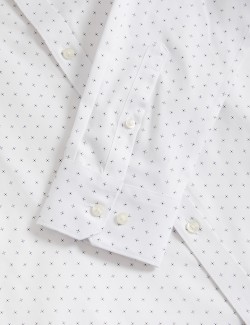 Košile úzkého střihu z čisté bavlny s nežehlivou úpravou a potiskem
