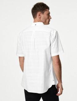 Károvaná texturovaná košile z čisté bavlny v nežehlivé úpravě