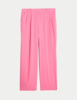 Crepe Pleat Front Straight Leg Trousers