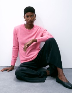 Pure Cashmere Textured Crew Neck Jumper