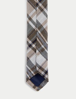 Kostkovaná kravata s vysokým podílem hedvábí