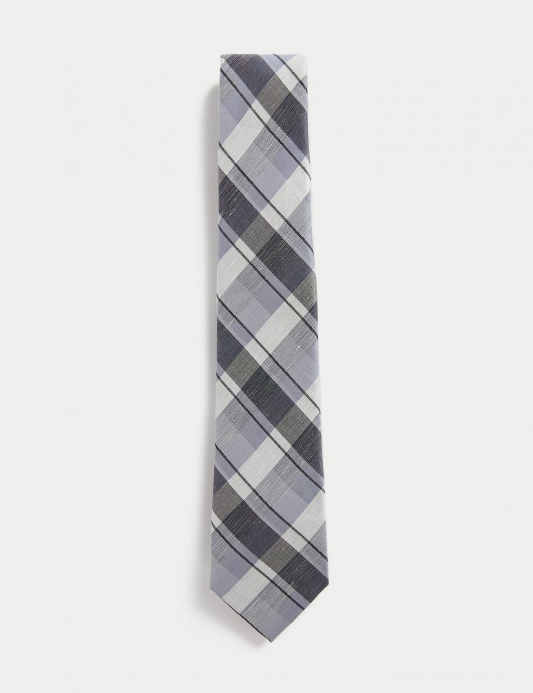 Károvaná kravata s vysokým podílem hedvábí
