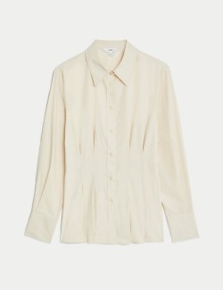 Košile se zvýrazněným pasem a límečkem, z čisté bavlny