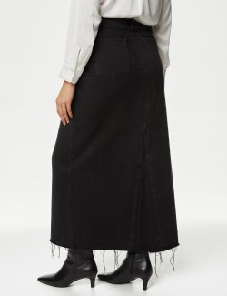 Denim Split Front Maxi Skirt