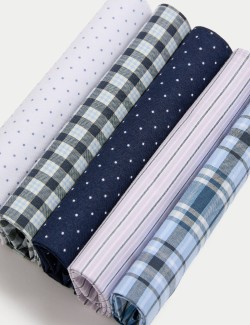 5pk Pure Cotton Patterned Handkerchiefs