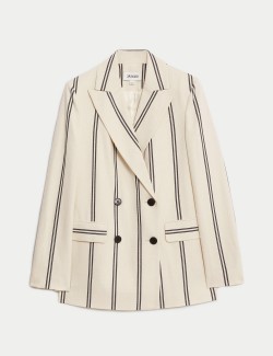 Cotton Rich Striped Double Breasted Jacket
