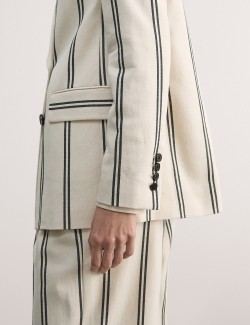 Dvouřadé pruhované sako s vysokým podílem bavlny
