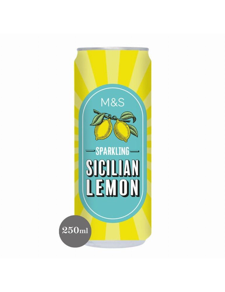 Sycený nealkoholický nápoj z pramenité vody se šťávou ze sicilských citrónů z koncentrátu a rozdrcenými sicilskými citróny, s cu