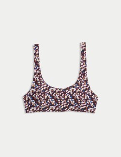 Bikinový top s vycpávkami, potiskem a oválným výstřihem