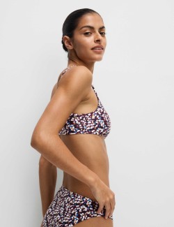 Bikinový top s vycpávkami, potiskem a oválným výstřihem