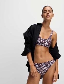 Bikinový top s vycpávkami, potiskem a oválným výstřihem